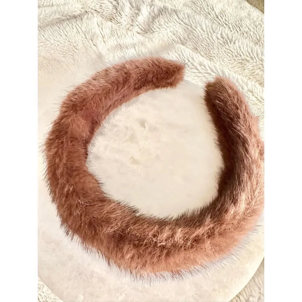 Brown fuzzy faux for headband ￼